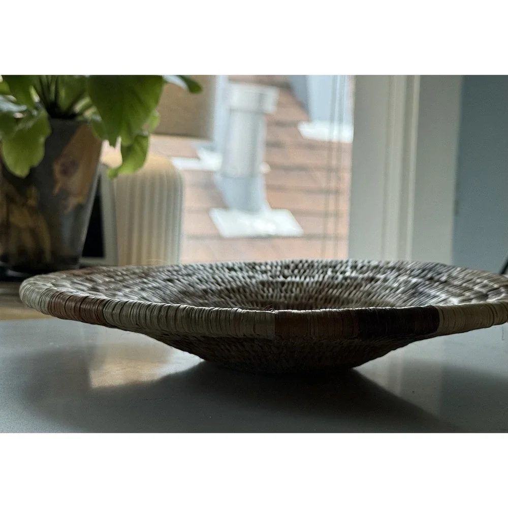 VINTAGE WOVEN COILED BASKET Farmhouse Boho